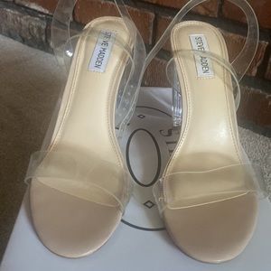 Steve Madden clear with nude insole size 9